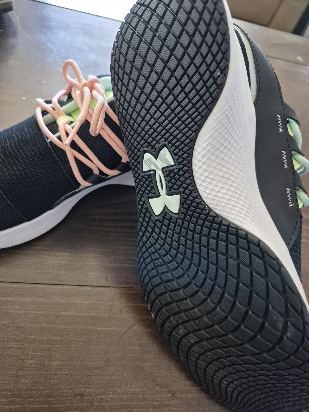 Under Armour Women’s Black Athletic Shoes with Mint and Pink Accents - Picture 2 of 4